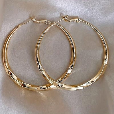 Boucles d'oreilles créoles dorées au design circulaire tendance Bijoux simples et mode pour femmes Accessoires de port quotidien Boucles d'oreilles Bijoux Cadeau gray