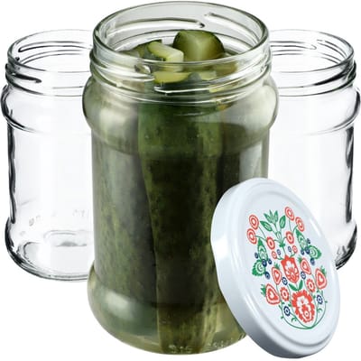 KADAX Kleine inmaakpotten, 315 ml, diameter 66 mm, potten voor honing, jampotten met deksel, luchtdichte, ronde potten (10 stuks, folklore)
