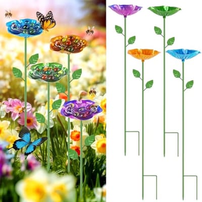 Bijen Waterstation Set van 4 - Bloemvormige Bijenvoeder en Drinkstation met Verstelbare Steker - Voor Bijen en Vlinders - Tuindecoratie voor Buiten