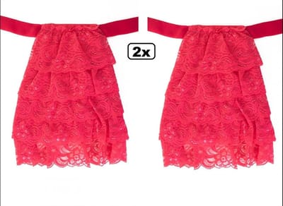 2x Luxe Jabot kant roze - Stropdas - Festival lakei thema feest army festival Mozart Gouden eeuw