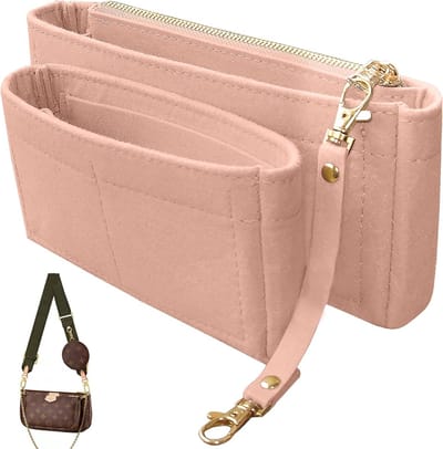 Handtas Organizer Inzetstuk voor Multi Pochette Accessoires - 2 Stuks met Ritsvak en Sleutelhanger, Verkrijgbaar in 6 Kleuren, Ideaal voor Opbergruimte en Orde in je Tas