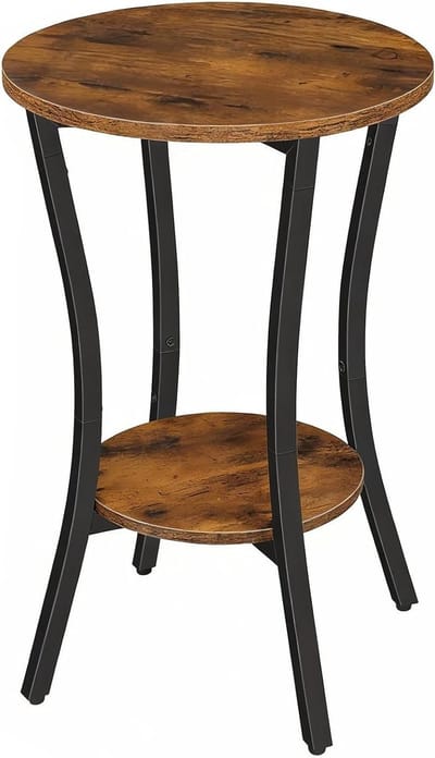 Bijzettafel met opbergruimte - Ronde salontafel - Woonkamer organiseren - Twee niveaus - 40 x 40 x 61 cm