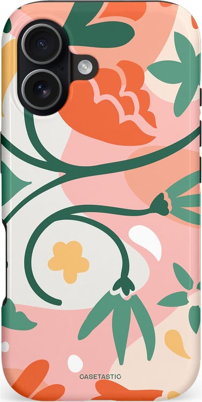 Casetastic hoesje geschikt voor Apple iPhone 17 - MagSafe - Dubbellaagse bescherming - Bloesem Pastels - Fashion Case - Perzik Wit Crème Saliegroen
