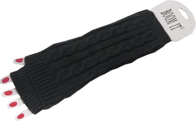 Arm manchet Dames - antraciet - lange warme gebreide vingerloze armmouwen - 30 cm
