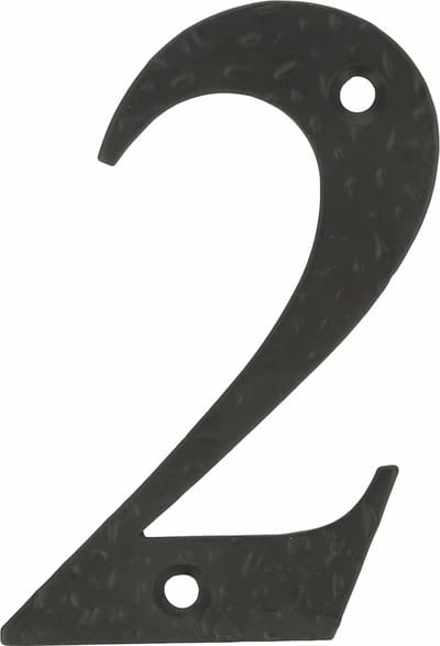 AMIG Huisnummer 2 - massief gesmeed staal - 10cm - incl. bijpassende schroeven - zwart