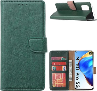 LuxeBass Hoesje geschikt voor Xiaomi Mi 10T Pro - Boekhoesje met kaartvakken - Groen gsm hoesje - telefoonhoes - telefoonhoesjes