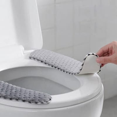 Toiletstoelhoes - Zachte WC Bril - Comfort in de Kou - Zelfklevend - 37 cm - Grijs