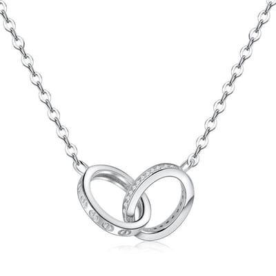 S925 Zilver Creatief Ontwerp Sleutelbeen Ketting Ins Stijl Super Fee Karakter Accessoires Hanger Ring In elkaar grijpende Sieraden white