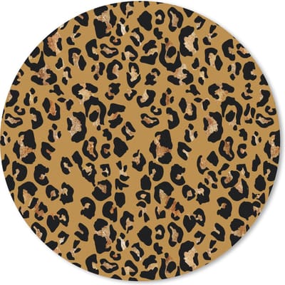 Muismat rond 20x20 cm - Mousepad Panterprint - Geel - Goud - Ronde muismatten
