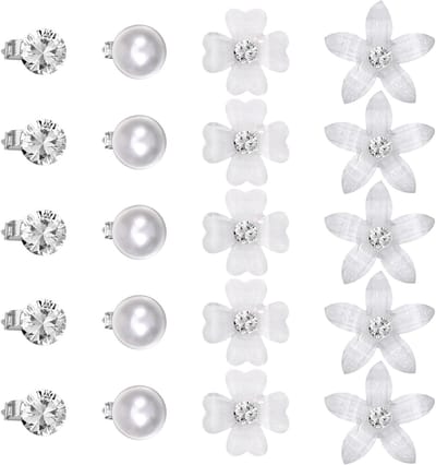 Famanu - 20 Stuks Kleine witte bloemen haarspelden, mini rhinestone haarclips, schattige bruids/bloemenmeisjes accessoires