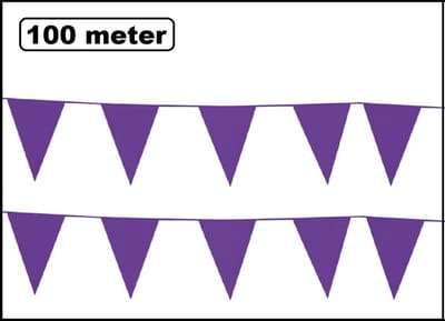 100 meter vlaggenlijn paars - 10 stuks van elk 10 meter - Festival Purple verjaardag thema feest versiering vlaglijn