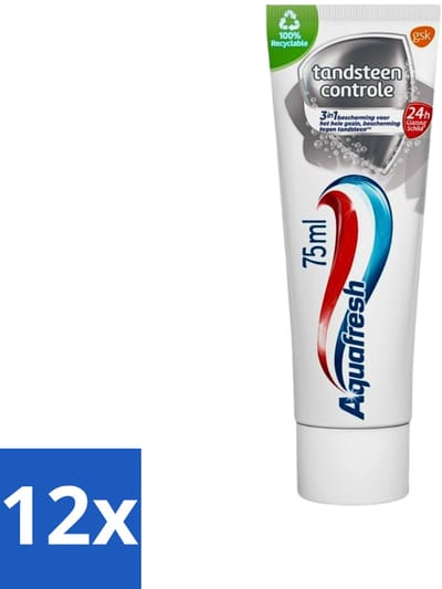 Aquafresh Tandpasta Tandsteen Controle Frisse Adem 75 ml - Voordeelverpakking - 12 stuks