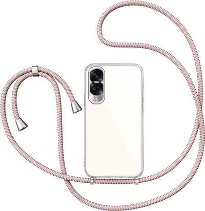 Hoesje met Koord geschikt voor Honor 90 Lite - Back Cover Siliconen Case Transparant Hoes Roségoud