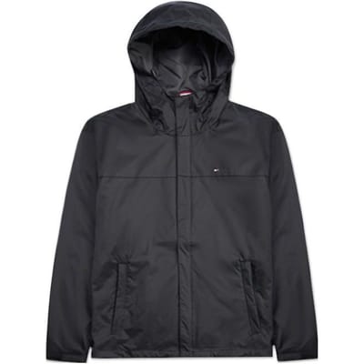 Tommy Hilfiger Effen Kleur Logo Geborduurd Winddicht Waterdicht Casual Met Capuchon Los Herfst Winter Jas Mannen jassen Zwart 156AP010-BLACK M black