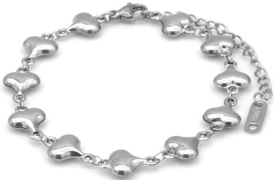 Dames Armband – RVS – Hartjes Design – Zilverkleurig – 16-21cm – Tijdloos & Verstelbaar – valentijn – cadeau