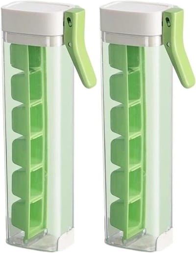 IJsblokjesmachine Handpers - IJsblokjeshouder - Cocktails Maken - Eenvoudige IJs Vrijgave - 6 Vierkante Blokjes - Groen