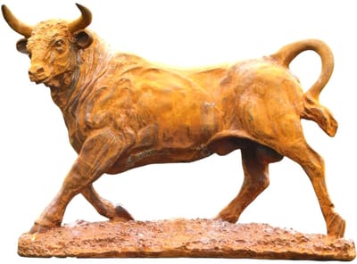 Stier - gietijzeren beeld - 31 cm - rustiek - in detail