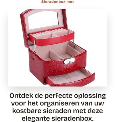 Dailygoods- Sieradenbox 3 Lagen - Sieradenopberger - Sieradenopberger met Ritsen - Opbergdoos - Lockable Box - Multifunctioneel Design