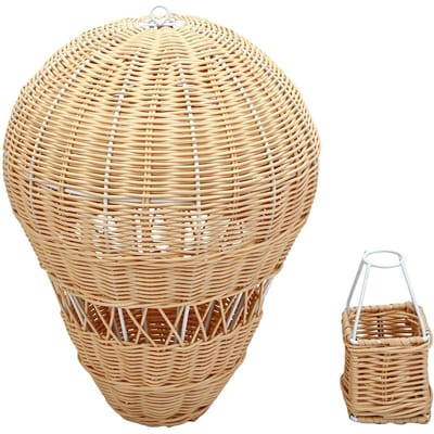 Décoration de chambre d'enfant Montgolfière en rotin fait main Design tissé naturel Suspendu au mur pour la décoration de la pièce Ornement pour la maison