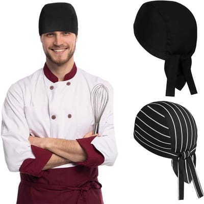 Allecto - Set van 2 verstelbare koksmutsen - Uniseks werkhoeden - Ideaal voor restaurants en keukens - Polykatoen - Voor koks en bakkers - Verstelb...