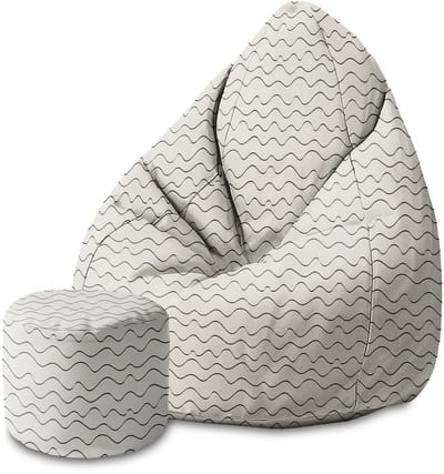 DreamRoots Velvet Zitzak voor Volwassenen – Luxe Beanbag met Voetsteun en Afneembare Hoes – Inclusief Vulling – 80x80x120 cm - Wavy