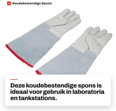 Dailygoods- Cryobak 45 cm - Koudebestendig - Kunstleer/Polypropyleenvezel - 3 Lagen - Voor vloeibare stikstof/droogijs - Slijtvaste bescherming - Koudehandschoenen