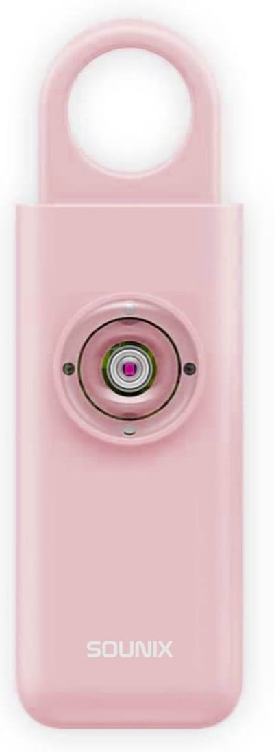 Sounix Persoonlijke veiligheidsalarm - Vrouwen veiligheid - Verblindend licht - Sleutelhanger - 130Db – LED - Roze