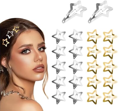 Dailygoods- Haarspelden 20 Stuks - Sterclips/Meteorietclips - Zilverkleurig - Antislip - Y2K-Stijl - Hoogwaardig Metaal - Haarklemmen