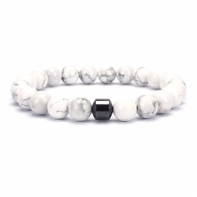 XYZ Goods Armband Heren Howliet Kralen - Natuursteen - 19cm - Elastisch