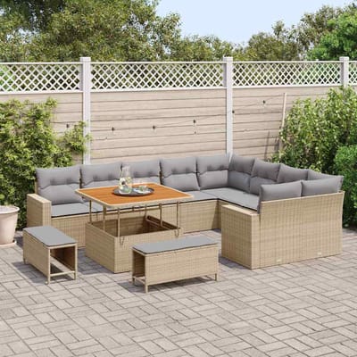 vidaXL - Tuinbank - Set - 13 - st - 12-Aantal - zitplaatsen - Beige - en - Lichtgrijs