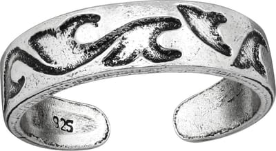 Zilver geoxideerde Teenring met Bali patroon | silver wave toe ring | Zilverana | Sterling 925 Silver