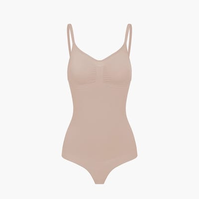cfab - Corrigerend bodysuit met koordjes - Beige - XS - Corrigerende Body - Naadlos - corrigerend ondergoed dames