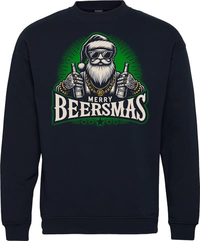 Kersttrui Merry Beersmas | Foute Kersttrui Dames Heren | Kerstcadeau | Kerstpakket | Navy | maat XS