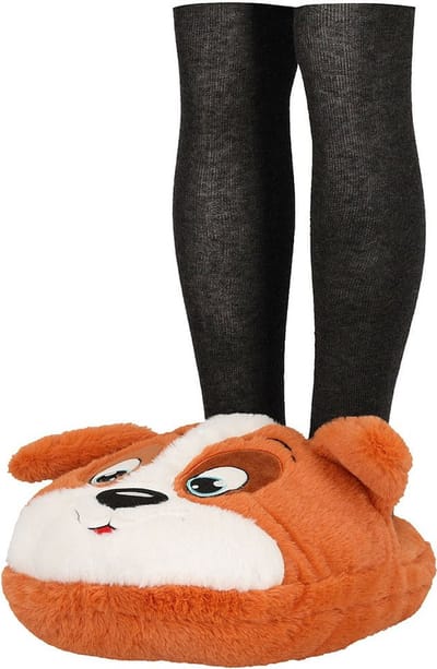 Apollo Grote voetenwarmer slof - hond - bruin - one size - 30 x 27 cm - polyester - dierensloffen