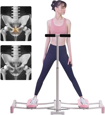 Beenoefeningstrainer - Ski Workout Machine - Binnen Fitness - Verstelbare Stangen - 100 kg Draagvermogen - Roze