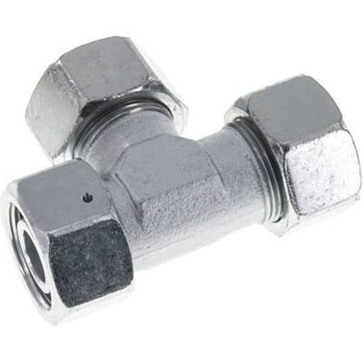 25S Zink Geplateerd Staal Rechte Hoek Tee Snij Fitting Met Swivel 400 Bar NBR Verstelbaar ISO 8434-1