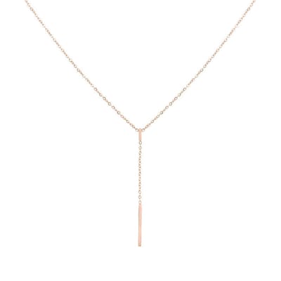 Mint15 Ketting klein balkje/staafje - Chique Y-ketting - Roségoudkleur RVS/Stainless Steel