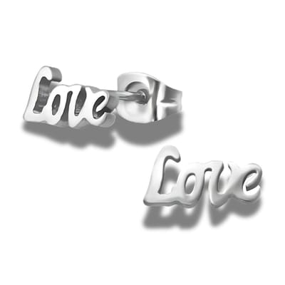Oorstekers - oorbellen - Love - Liefde - edel staal - zilverkleurig - valentijn - hypoallergeen