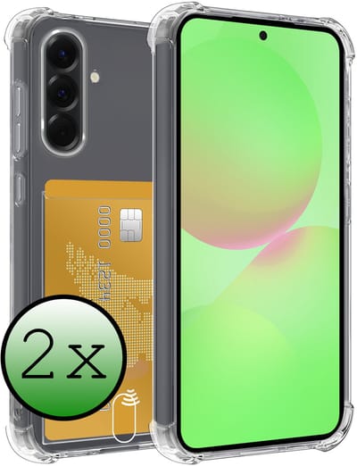 Hoesje 2 Stuks - Geschikt voor Samsung Galaxy A36 - Met Pashouder en Kaarthouder - Telefoon Hoes Shockproof - Siliconen Case - Back Cover - Shock Proof - Pasjes Houder - Transparant