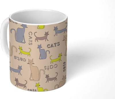 Mok - Koffiemok - Patronen - Kat - Quote - Jongens - Meisjes - Kinderen - Kindje - Mokken - 350 ML - Beker - Koffiemokken - Theemok