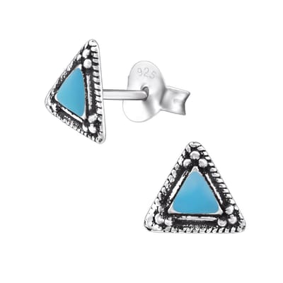 Amanto Oorbellen Fraukje Blue - 925 Zilver Geoxideerd - ∅7mm