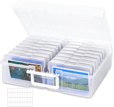 Fotodoos - Transparante Foto Opbergdoos - 16 Vakken & 1600 Foto Capaciteit - Voor 4x6 Inch Foto's & Klein Spul - Sluitend & Draagbaar - Voor Huis & Kantoor