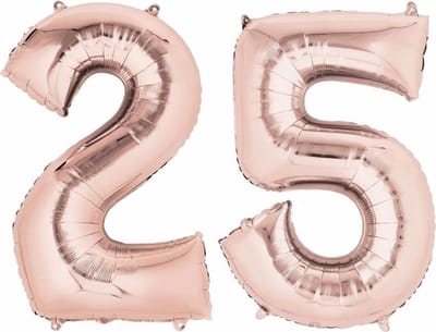 25 jaar verjaardag - Folie ballon cijfers - rose goud - 88 cm - versiering - feestarteikelen