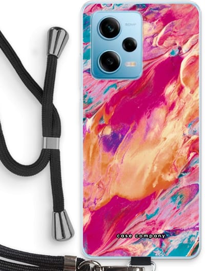 Case Company® - Hoesje met koord geschikt voor Xiaomi Redmi Note 12 Pro 5G hoesje met Koord - Pastel Echoes - Telefoonhoesje met Zwart Koord - Bescherming aan alle Kanten en Over de Schermrand