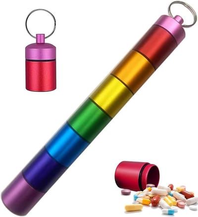 1 stuk pillendoos kleine ronde pill houder pill opslag draagbare pill organizer reizen pill organizer medicine container gekleurde pillendoos van metaal voor onderweg, outdoor, reizen, wandelen
