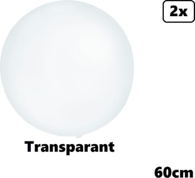 2x Mega Ballon 60 cm transparant - Super Ballon carnaval festival feest party verjaardag landen helium lucht thema