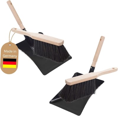 2x stoffer en blik set stoffer en blik handborstel Arenga borstelharen en stoffer en blik metaal zwart geverfd stoffer en blik bezem voor vegen handveegset stoffer en blik stoffer en blik borstel en stoffer en blik