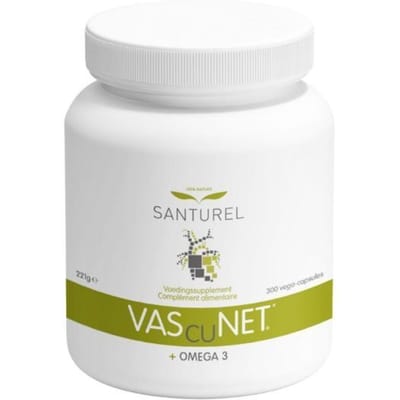 Santurel Vascunet - Bloedcirculatie - Cholesterol - Bloedsuiker - Bloeddruk - Goede Hartfunctie - Elasticiteit van de Bloedvaten - Antioxidant - EPA/DHA - Calcium - chroom - Foliumzuur - ijzer - selenium - zink - B-Complex - Groene Thee 300 capsules
