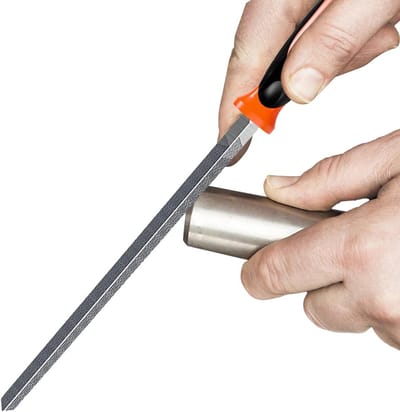 Metalen Vijl - Handvijl Hout - Metaal Bewerken - Driezijdig Mesh - 18 cm Lengte - Oranje Zwart