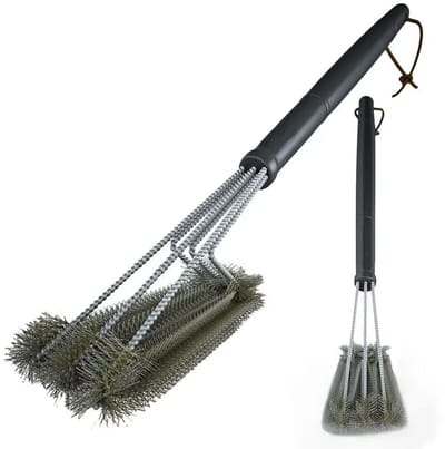 BukkitBow - BBQ Grillborstel - Roestvrij Staal - Lang Handvat (45CM) - 360° Reiniging - Universele Borstel voor Barbecue Grill